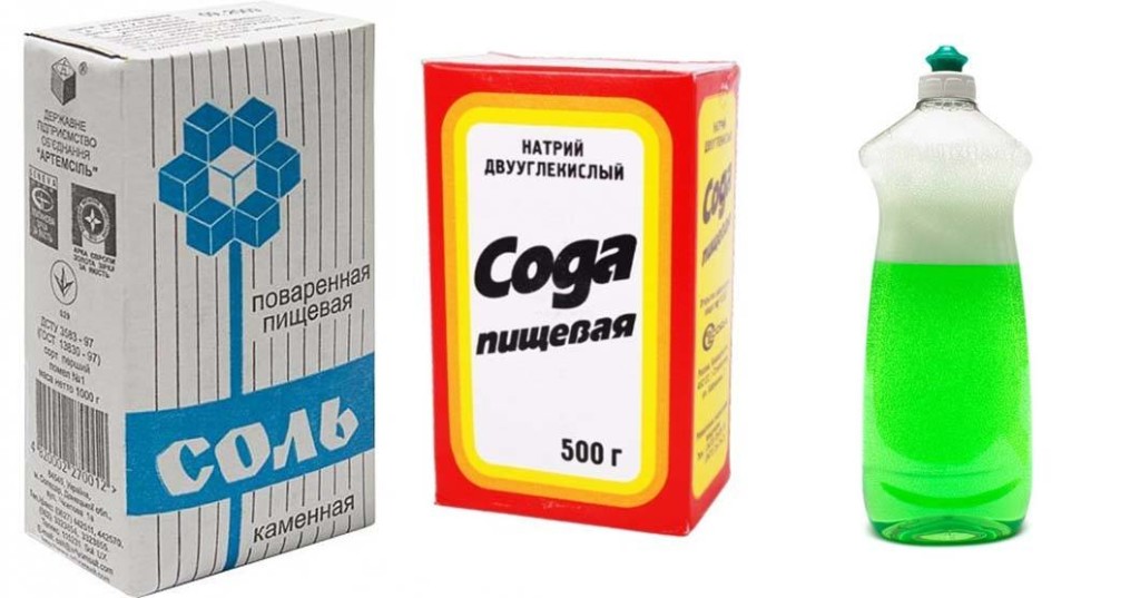 Рецепт из соли, соды и моющего средства Сода, соль, моющее средство